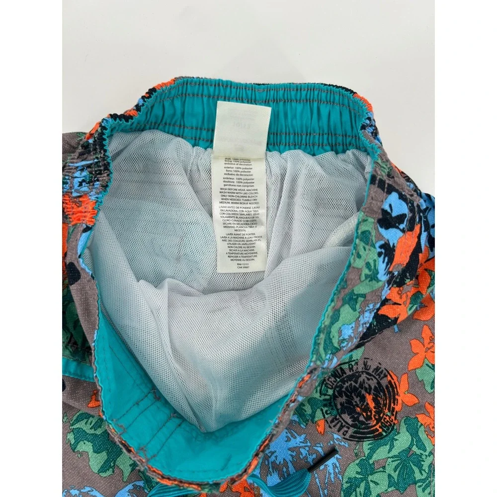 Skechers SKX Boys Swim Trunks Tropical Surf Print Mesh Lined Grey Orange 10/12